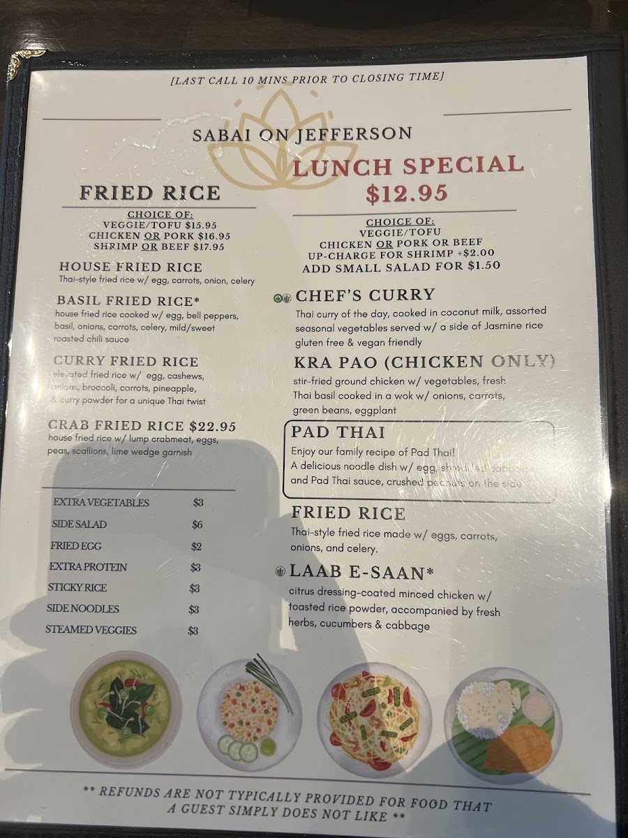 SaBai Thai gluten-free menu