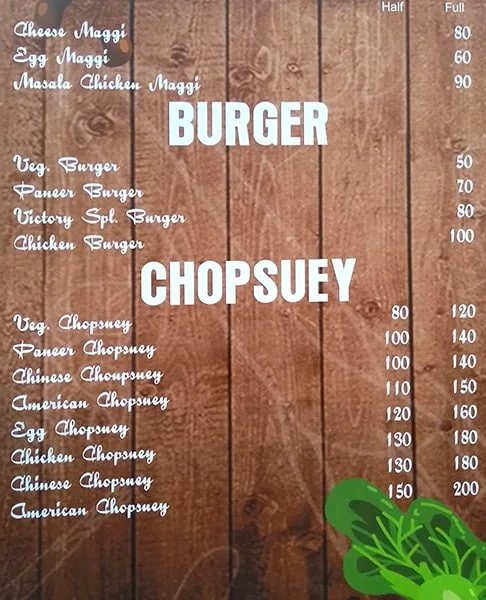 Victory Cafe menu 