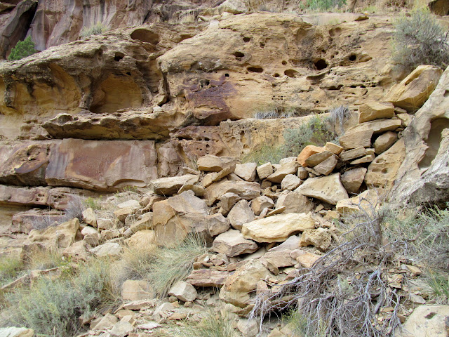 Rock wall supporting the trail