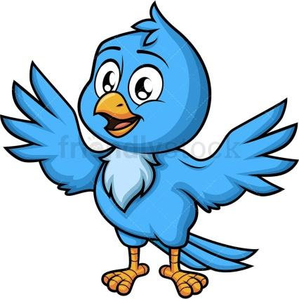 Clipart de vector de dibujos animados de pájaro azul feliz - FriendlyStock