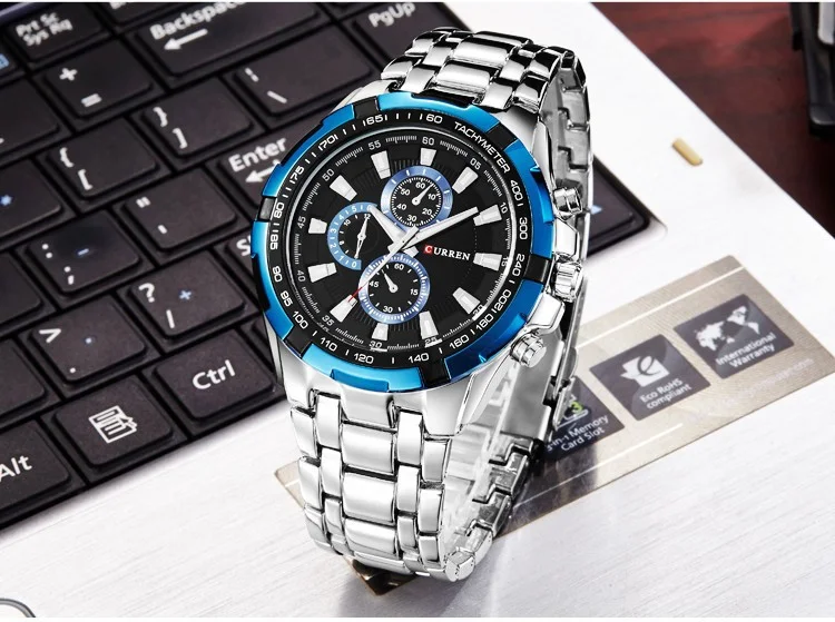 Title 6, Herrenuhr Business Quarz Armbanduhr aus Stahl S...