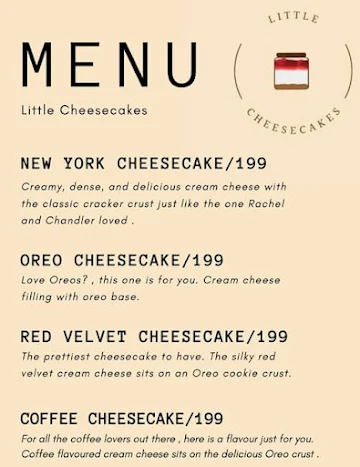 Little Cheesecakes menu 