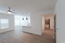 Entrance to apartment giving a full view of the open floorplan