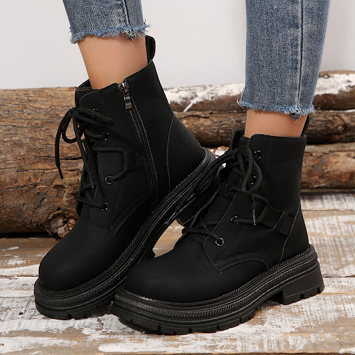 Title 4, Vrouwen Square Heel Lace-up Boots Herfst Winter...