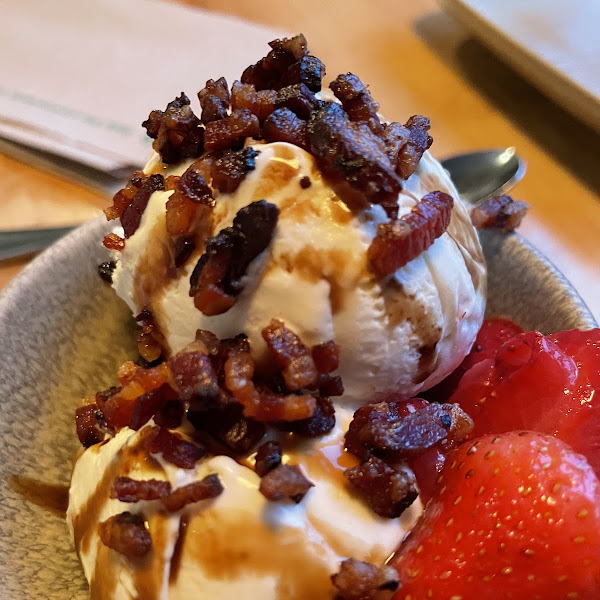 Cream cheese ice cream with bacon