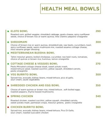 Nutrition Port menu 