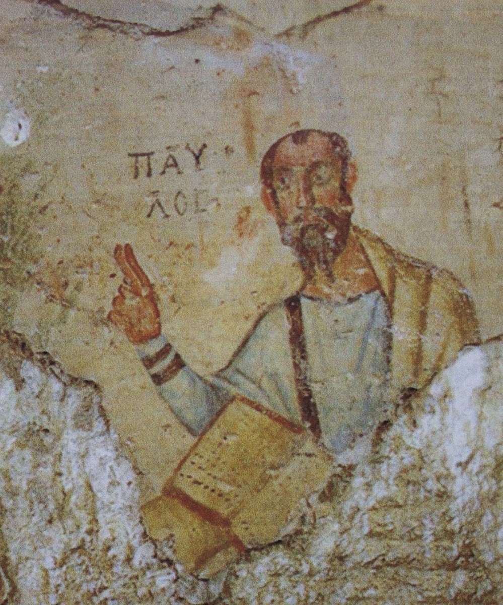 Earliest painting of St. Paul (on wall of cave overlooking Ephesus)