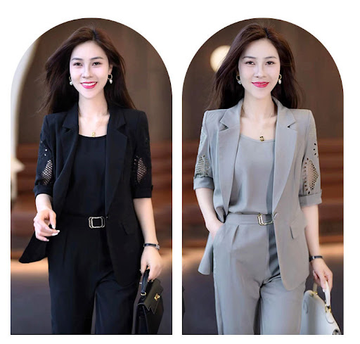 Title 4, Business Suit Short-sleeved Harem Pants Thin Th...