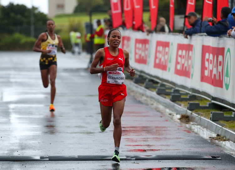 Glenrose Xaba of Boxer Athletic Club finishes in third place during the 2023 SPAR Women's Challenge a in Cape Town.