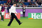 Rassie Erasmus South Africa's head coach during the Rugby World Cup 2019 Semi Final match between South Africa and Wales at International Stadium Yokohama on October 27, 2019 in Yokohama, Japan. 