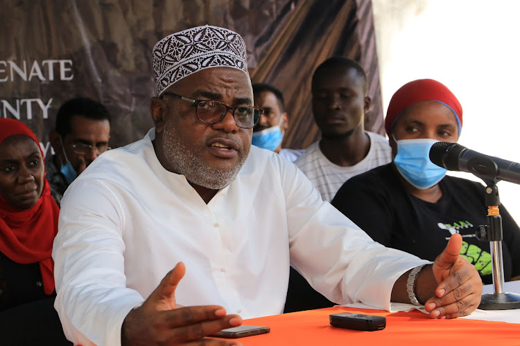 Senator Mohammed Faki at his office in Mombasa on Friday.