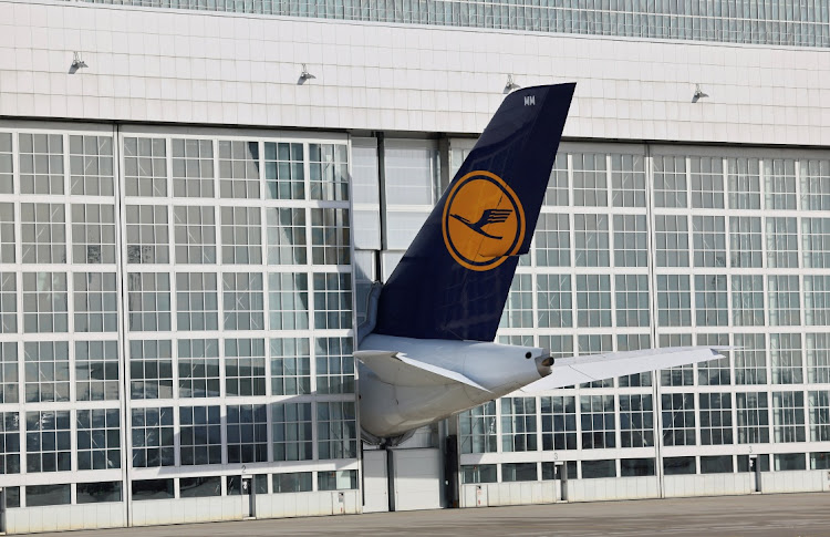 The tale of a Lufthansa airliner looks out of a technical aviation service station of Lufthansa Technik at the Franz-Josef-Strauss airport near Munich, Germany, February 15 2024. Picture: WOLFGANG RATTAY/ REUTERS