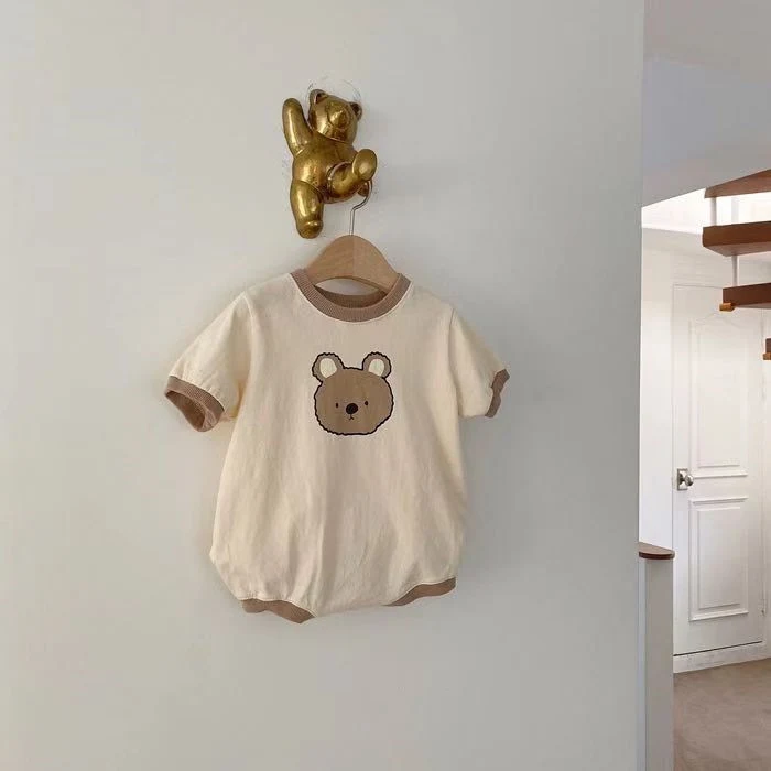 Title 7, Schattige Baby Beer Casual Romper met Korte Mou...