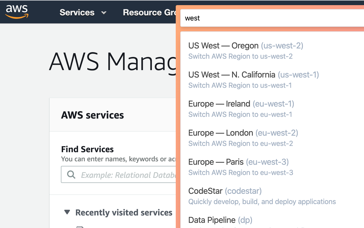 AWS Omnibar Preview image 1