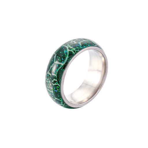 Title 7, Glow Colorful Pattern Stainless Steel Ring. A v...