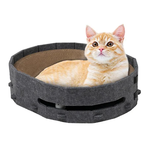Cat Scratch Pad Cardboard Cat Scratcher Board Detachable Replaceable Cat Scratching Supplies with Built-in Bells for Cat