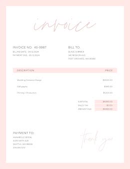 Annabelle Bridal - Invoice item