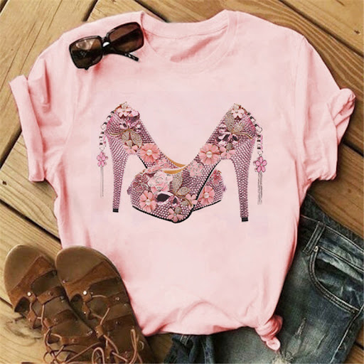 Title 6, Womens high heels printed T-shirt