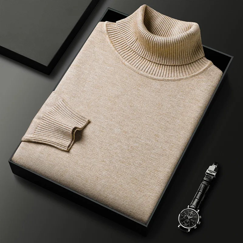 Suéter de cuello alto para hombre, ajuste delgado, color sólido, informal y elegante. Ideal para jóvenes y adultos, un básico versátil.