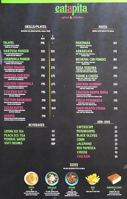 Eatapita menu 