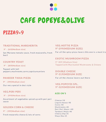 Cafe Popeye & Olive menu 