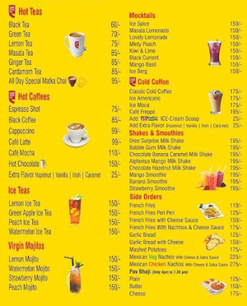 Extra Class Cafe menu 