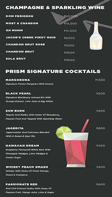 Prism Foods menu 