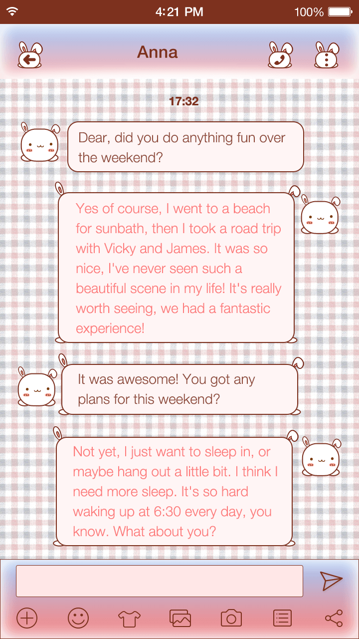 Cute Bunny Emoji Keyboard Skin Screen 3