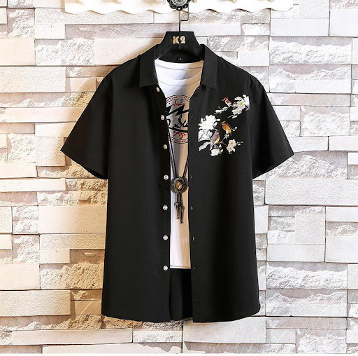 Title 1, Printed handsome plus size loose short sleeves....