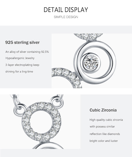 Title 3, S925 Silver Irregular Circles Pendant Necklace....