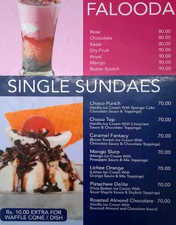 Prabhu Ice Cream menu 