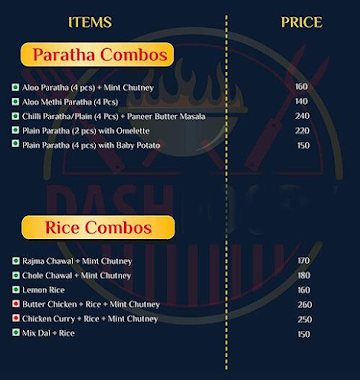 Dash Foods menu 