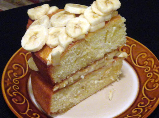 Slice of homemade banana cake.