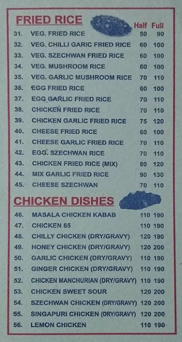 King's Chinese Point menu 