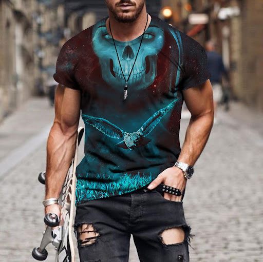 Title 1, New Mens Skull 3D Digital Printing Street Tren...