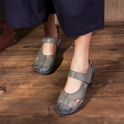 Title 1, Handmade Retro Genuine Leather Sandals Comforta...
