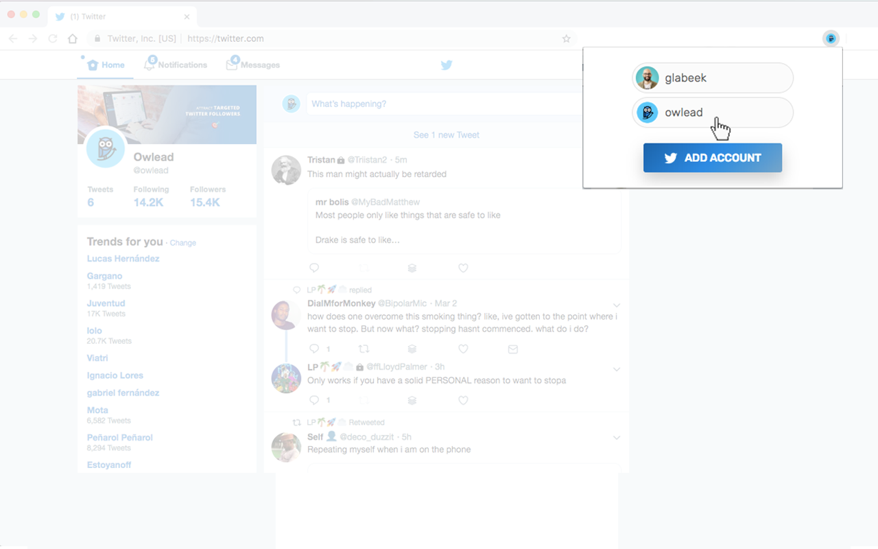 Multiple Twitter Accounts Switcher for Chrome Preview image 5