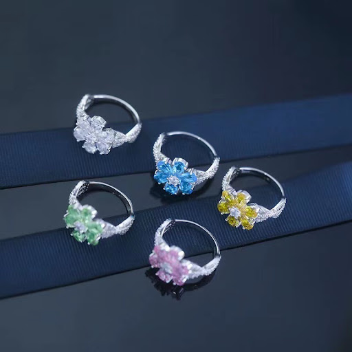 Title 8, S925 Sterling Silver Six-leaf Flower Simple Art...