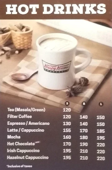 Krispy Kreme menu 