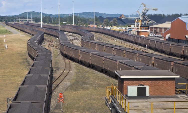 The rail line transporting coal to the Richards Bay terminal.