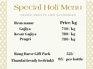 Anand Sweets And Savouries menu 1