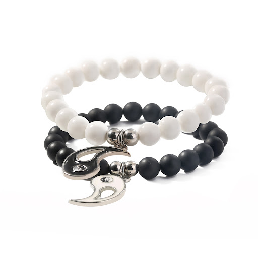 Title 1, Volcanic Stone Couple Bracelet Black and White ...