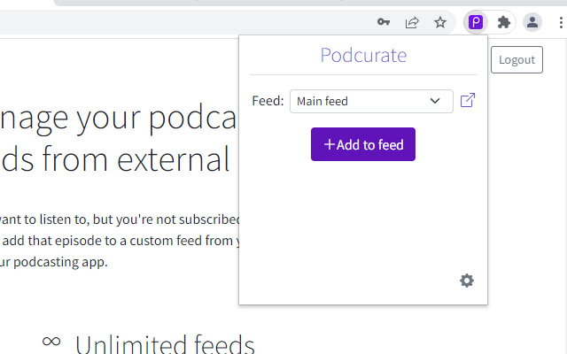 Podcurate chrome extension