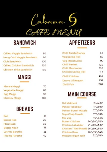 Cabana 69 menu 