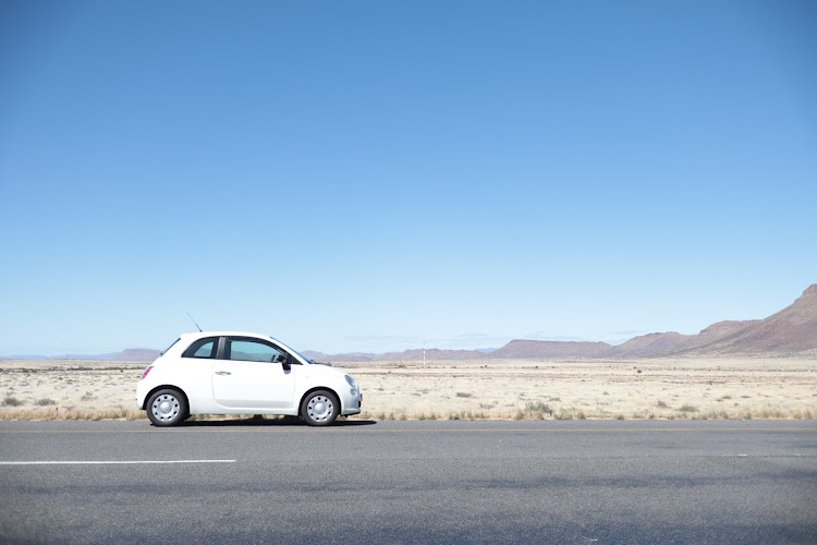 The author's Fiat 500 not broken down somewhere in the Karoo.