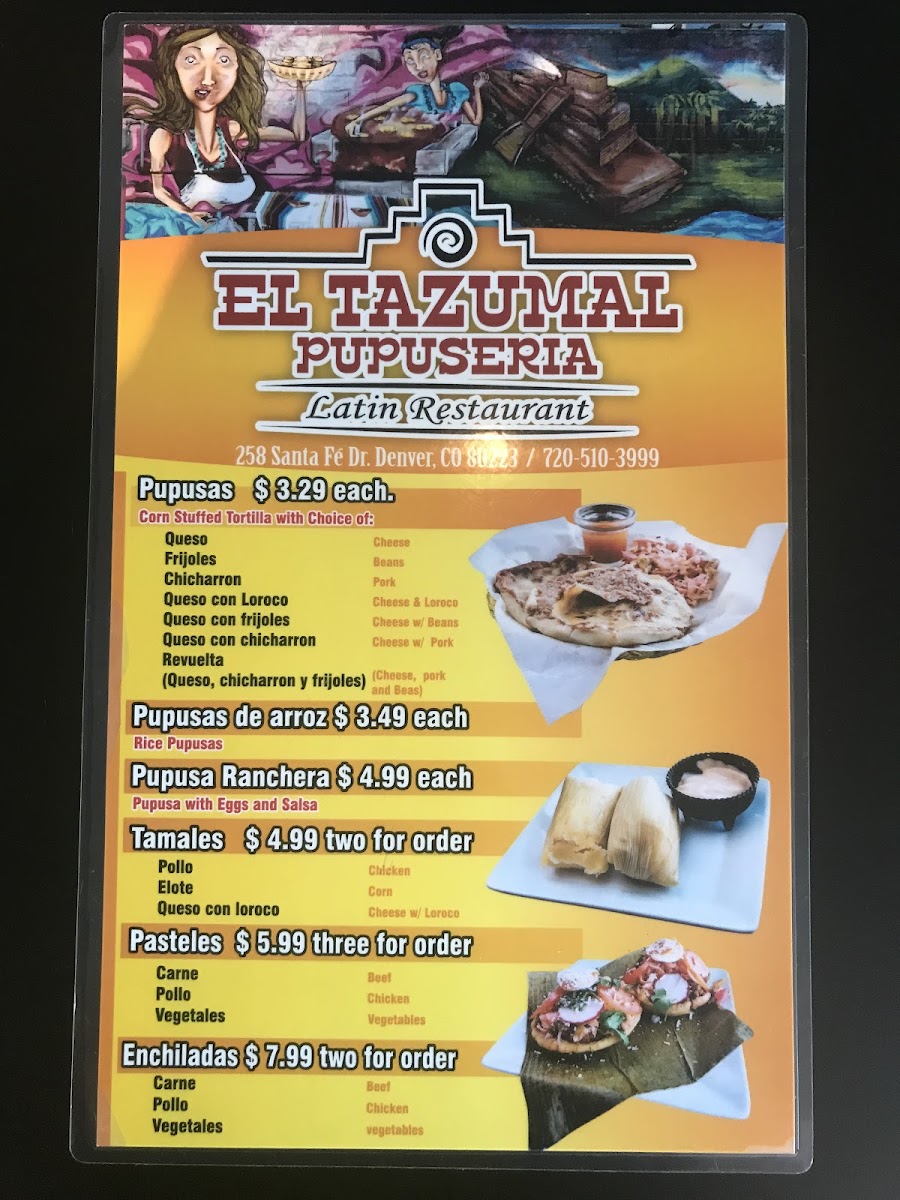 El Tazuma Pupuseria & Latin Restaurant gluten-free menu