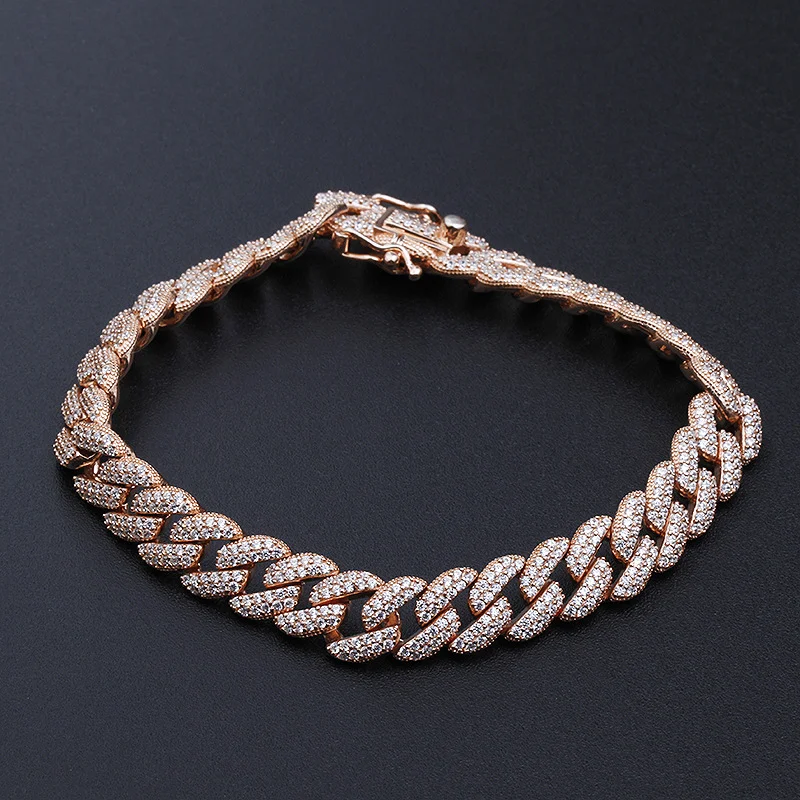 Hip Hop S925 Silber Diamant Zirkon Kubanische Armband, stilvoller Glanz für deinen Look. Hochwertige Verarbeitung und einzigartiges Design.