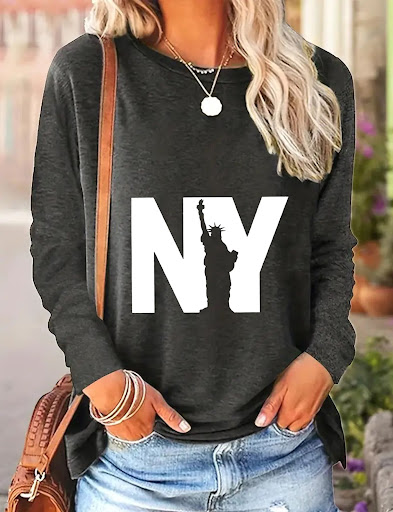 Title 1, Womens Casual Long-sleeved T-shirt for Spring ...