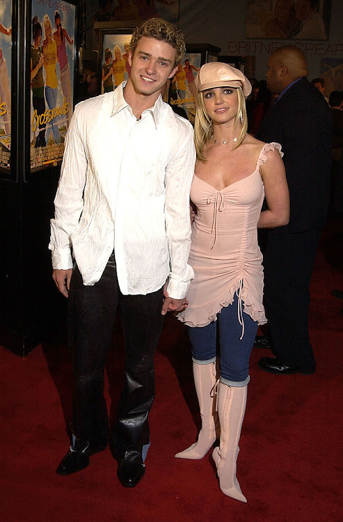 Rocky times ahead... Britney Spears with Justin Timberlake at the Hollywood premiere of her cinematic debut.