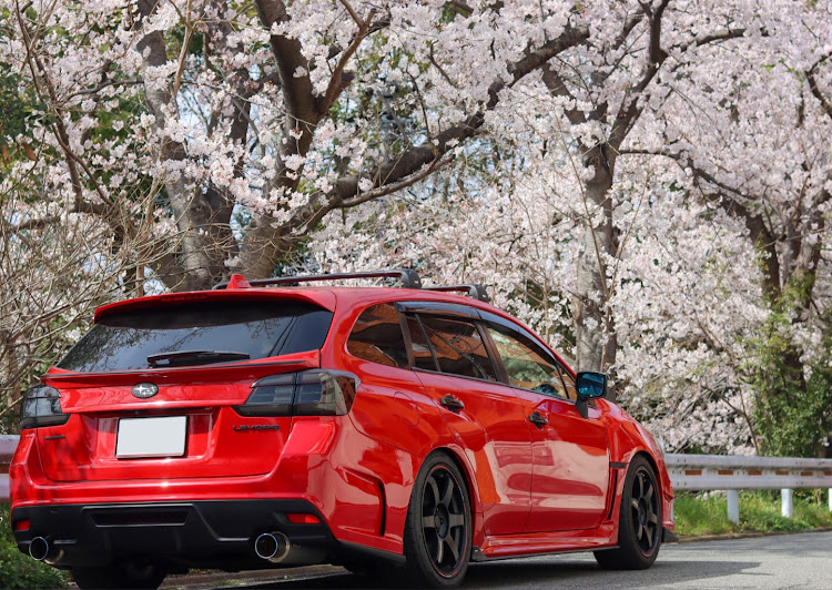 レヴォーグの桜とコラボ・ヘルメットに関するカスタム事例の投稿画像1枚目